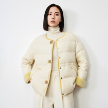 水貂毛拼接新中式鹅绒服冬季新款女装时尚白鹅绒保暖国风外套2195