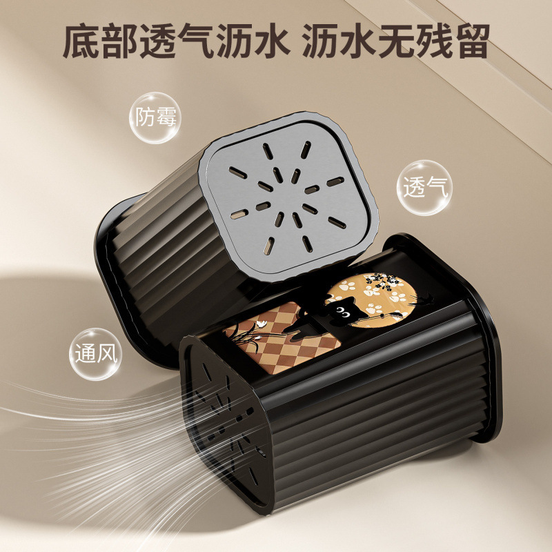 轻奢中古风家用壁挂筷子架厨房台面沥水简约筷子筒餐具收纳置物架|undefined