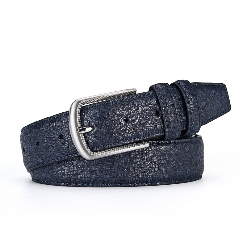 Fashion Ostrich Pattern High-end Pin Buckle Men's Wenzhou Belt Factory Customization_voghion.com