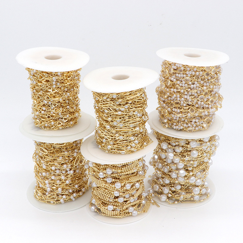 Zhongxing 14k color-preserving handmade chain accessories zircon pearl chain multi-specification diy jewelry accessories materials