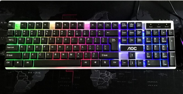 AOC KM100 有线USB发光键鼠力美GTX300背光机械手感游戏键盘鼠标|undefined