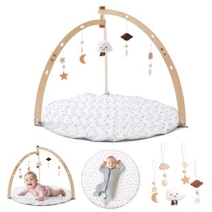 Cross-Border Wooden Newborn Fitness Stand Baby Grasping Clouds Stars Moon Pendant Baby Sports Tripod