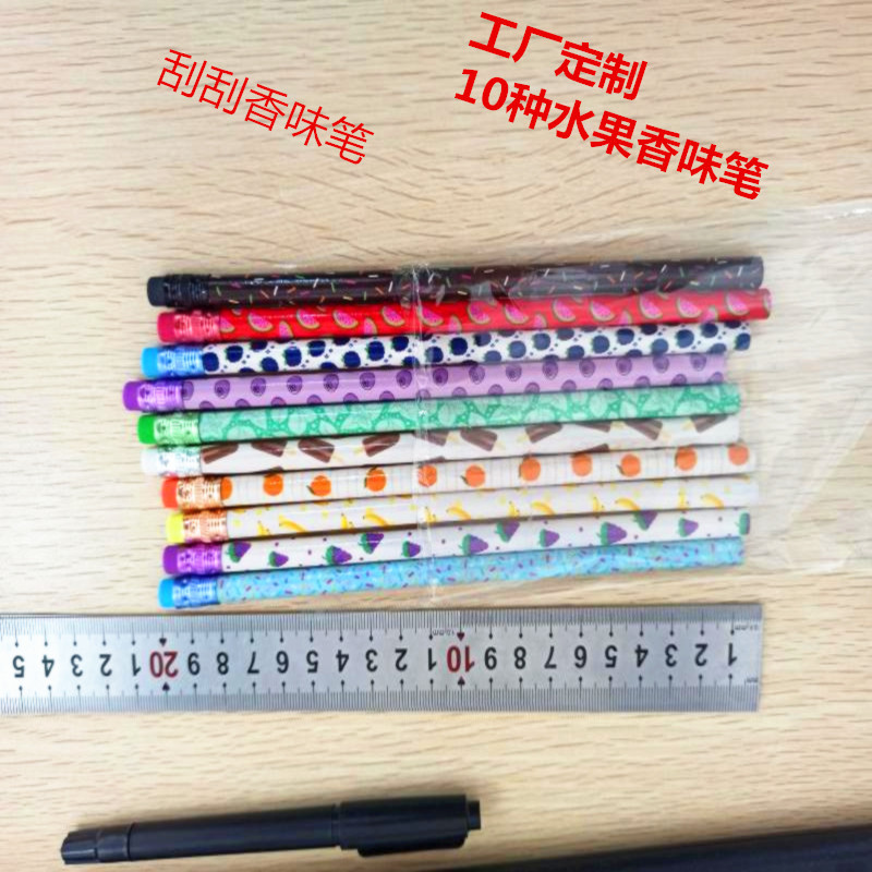 Lápiz de escritura popular de comercio electrónico de carretera Lápiz de letras de sabor de alimentos con borrador