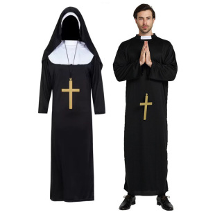 Halloween Cos Sister Costume Cosplay Party Performance Nun Headdress Pendant Performance Clothes
