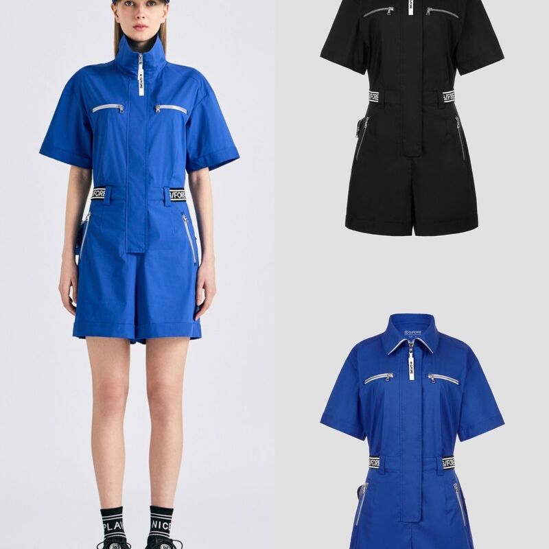 Golf Women's Short-Sleeved Jumpsuit 25 Summer Sports Versatile Slim Lapel Zipper Slim Quick-Drying Jumpsuit Shorts