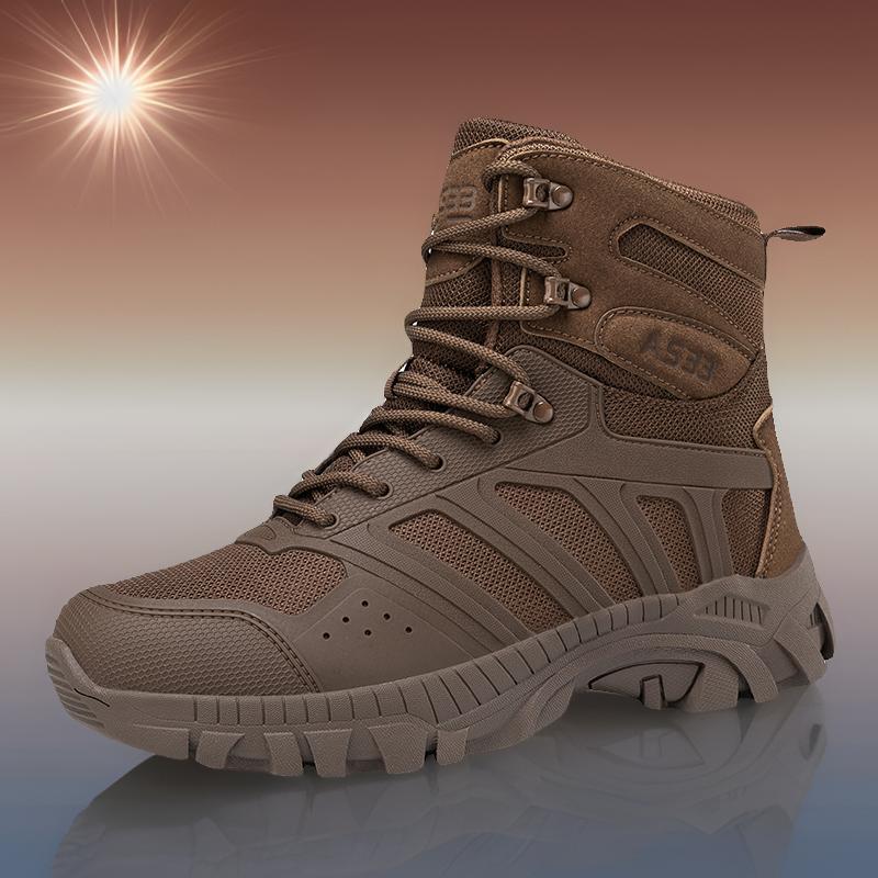 Ventas directas de fábrica de botas tácticas de hombre de gran tamaño para caminar al aire libre zapatos de entrenamiento resistentes al desgaste botas de combate al aire libre de ayuda media transfronteriza hombres
