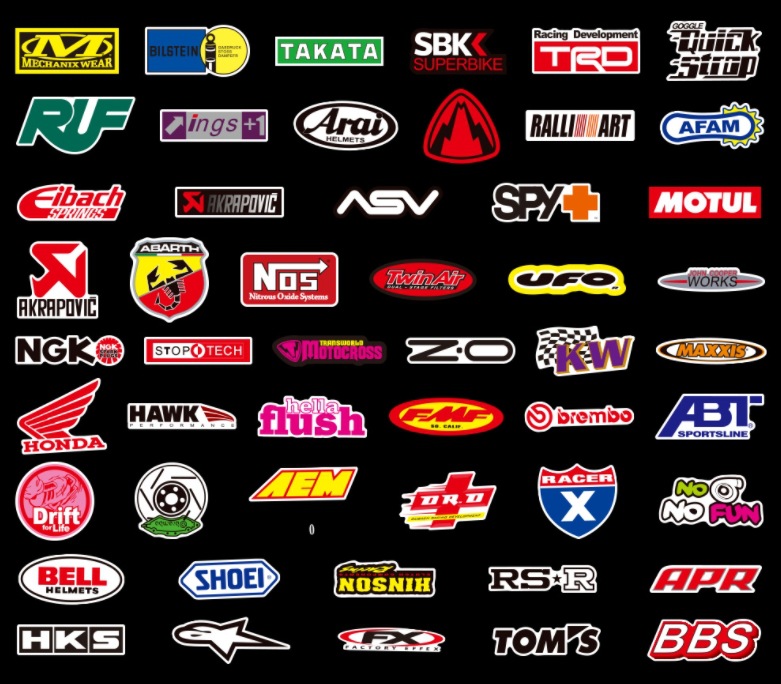 50 piezas de coche LOGO dibujos animados pegatinas de graffiti transfronterizo decorativo equipaje teléfono caso coche pegatinas impermeables al por mayor