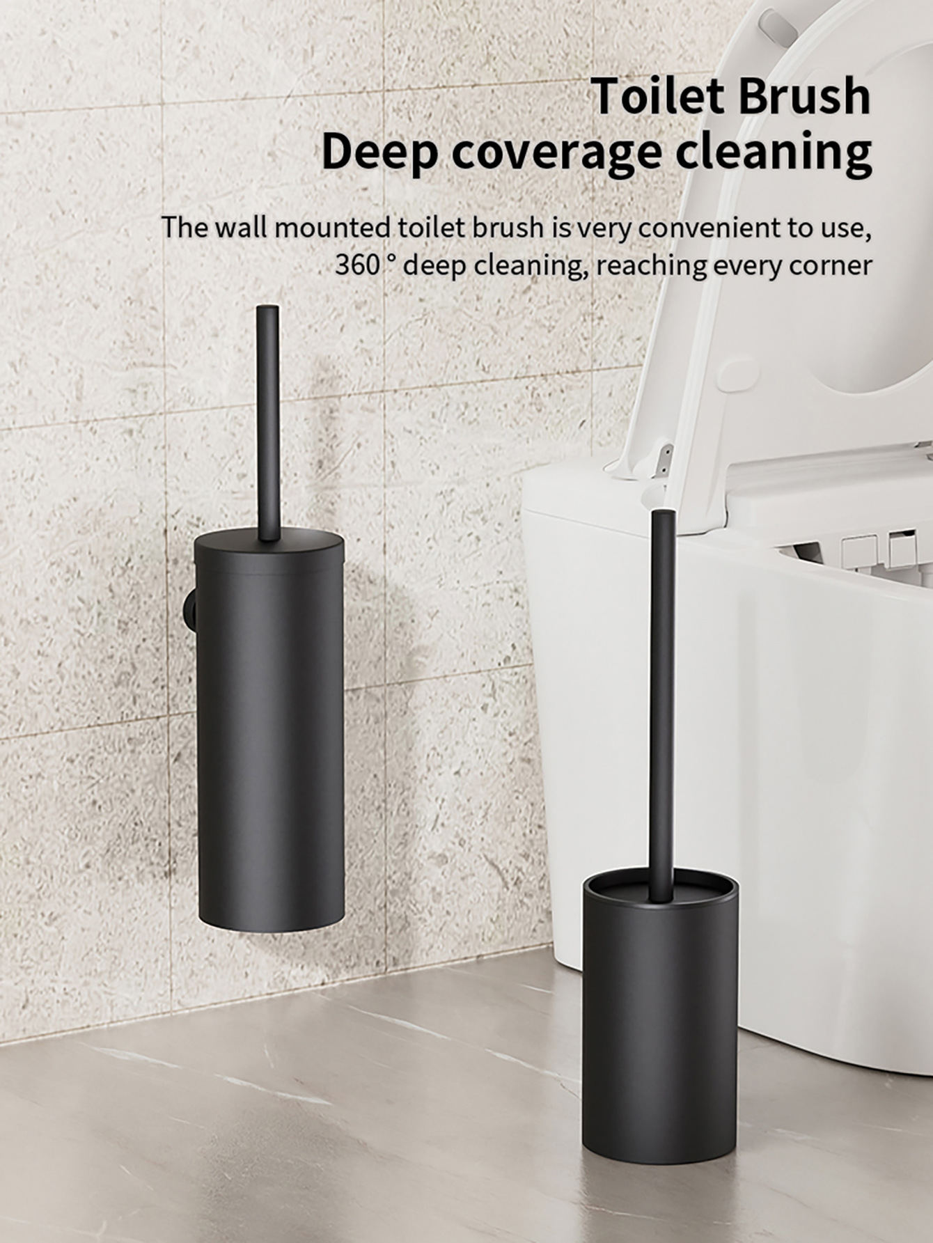 Toilet Base Home Use 360°Toilet Brush With Long Handle For Cleaning Without Dead Angles_voghion.com