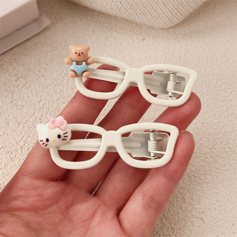 Lindas gafas de personalidad gato oso horquilla flequillo lateral femenino clip de pico de pato de pelo roto accesorios de cabeza de horquilla dulce