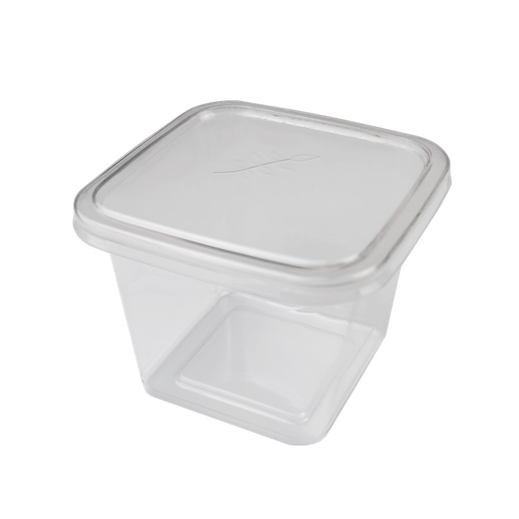 Cuadrado mousse de leche de soja caja de embalaje transparente caja de embalaje taza de salvado de madera caja de embalaje de pesca de frutas caja de pastelería de tiramisú