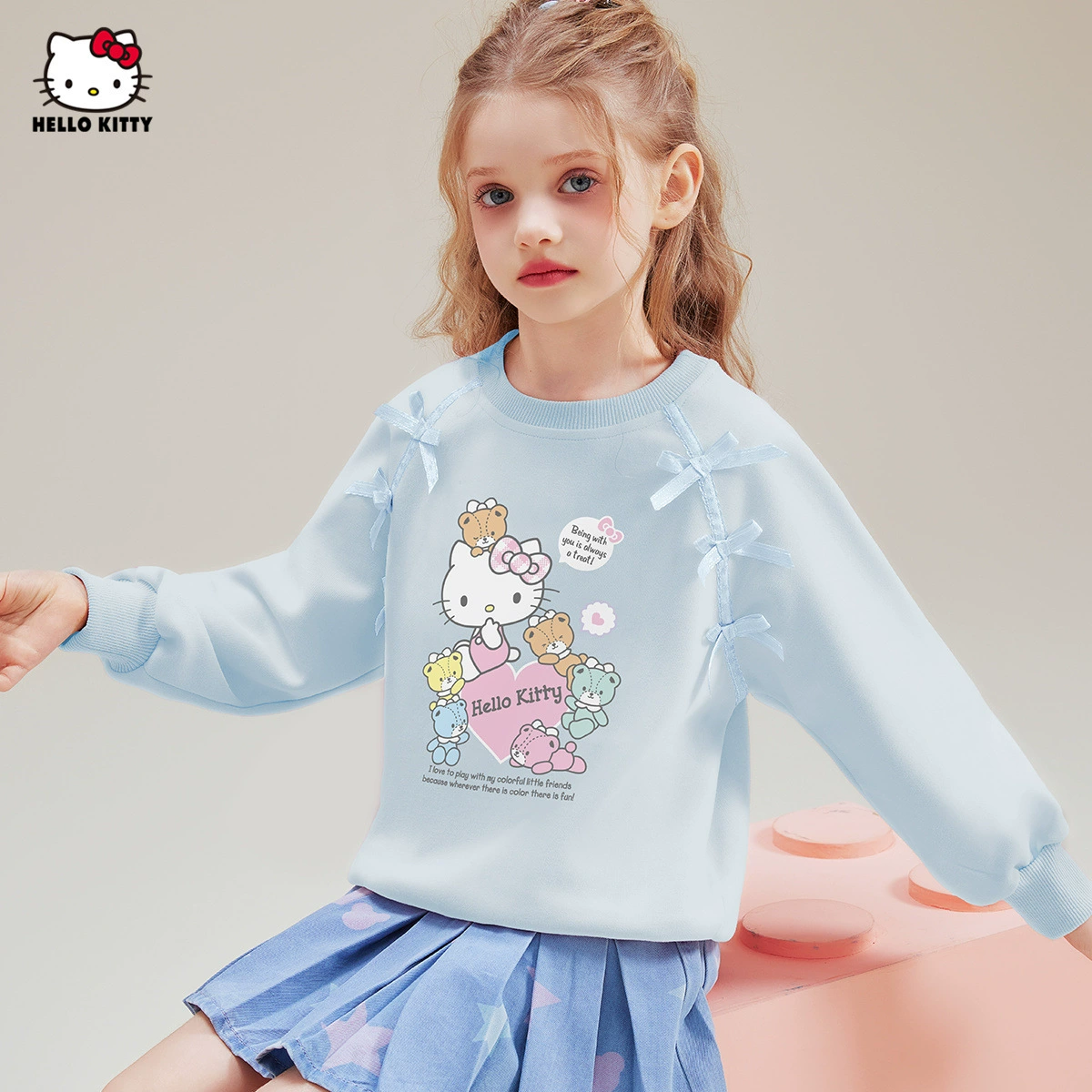HelloKitty Hello Kitty Girls Весенняя осень свитера 2025 новый сладкий лук, чтобы украсить досуг
