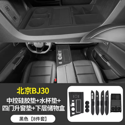 box, central control silicone protective: Anti-slip mat - center-console-mat-cup-holder-mat-four-door-window-lift-mat-lower-storage-box-black-version-beijing-bj30