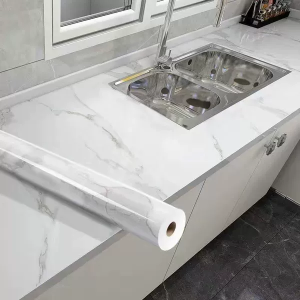 Ханьбайский мрамор, утолщённый, маслостойкий, пищевой — 60 см × 5 м