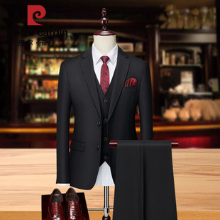 Pierre Cardin Suit Men's Suit Korean Style Slim Business Casual Professional Wear High-End Suit Groom's Dress