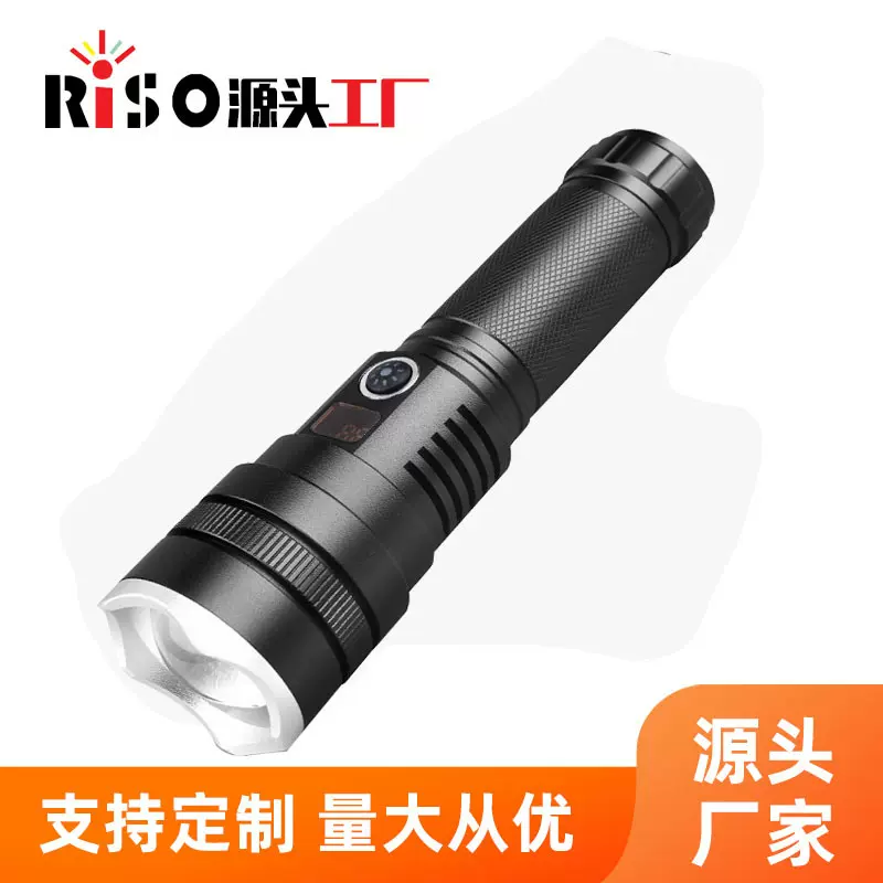 跨境强光led户外充电宝灯具 usb变焦充电超强照明防身便携手电筒