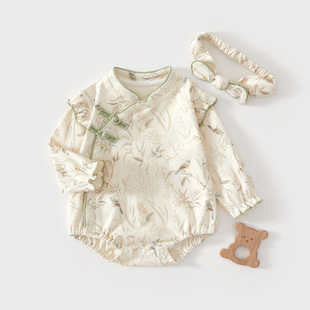 Newborn Clothes Baby's Clothes Spring and Summer Pure Cotton Boneless Climbing Clothes Four Seasons Baby's Jaysuit Triangle Bag Fart Clothes