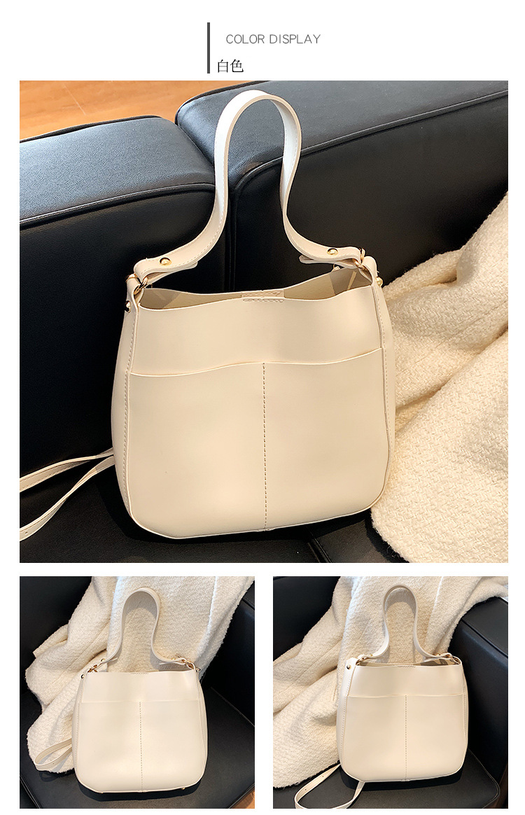 Bolso Grande De Gran Capacidad Para Mujer 2021 Nuevo Bolso De Hombro De Banda Ancha De Moda Versátil De Otoño E Invierno Bolso De Cubo Texturizado display picture 5