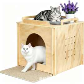 跨境木质猫窝猫砂箱四季通用宠物窝猫床一体宠物厕所隐藏式猫砂箱