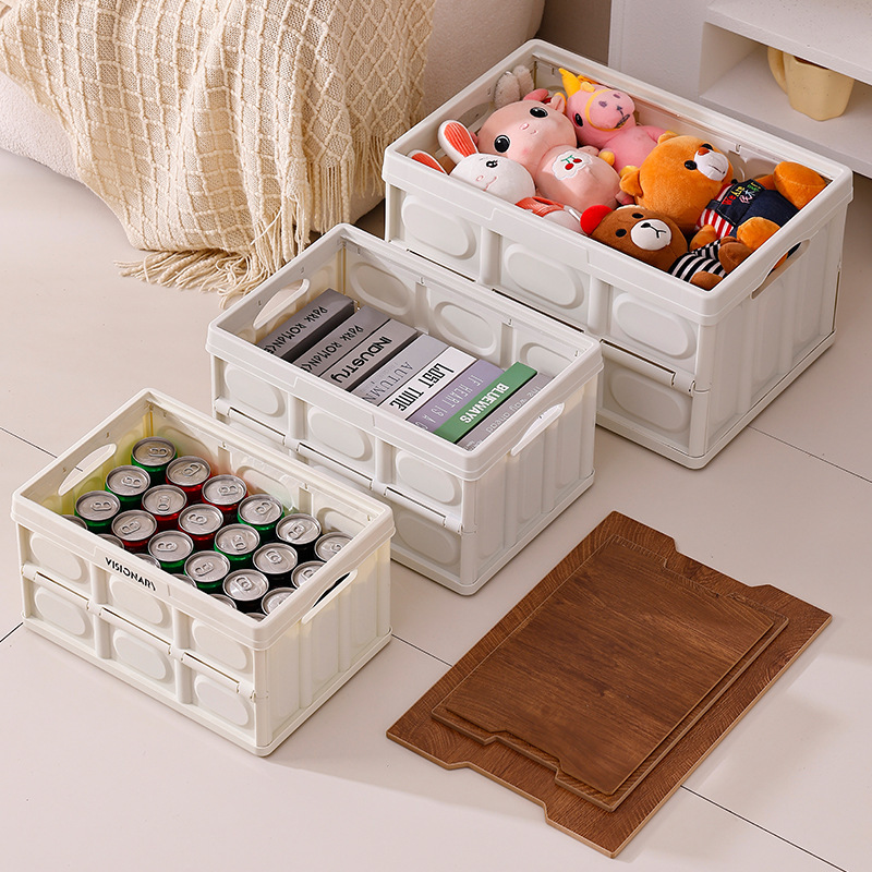 家用车载折叠箱储物箱韩国创意整理箱户外露营木盖收纳箱厂家批发