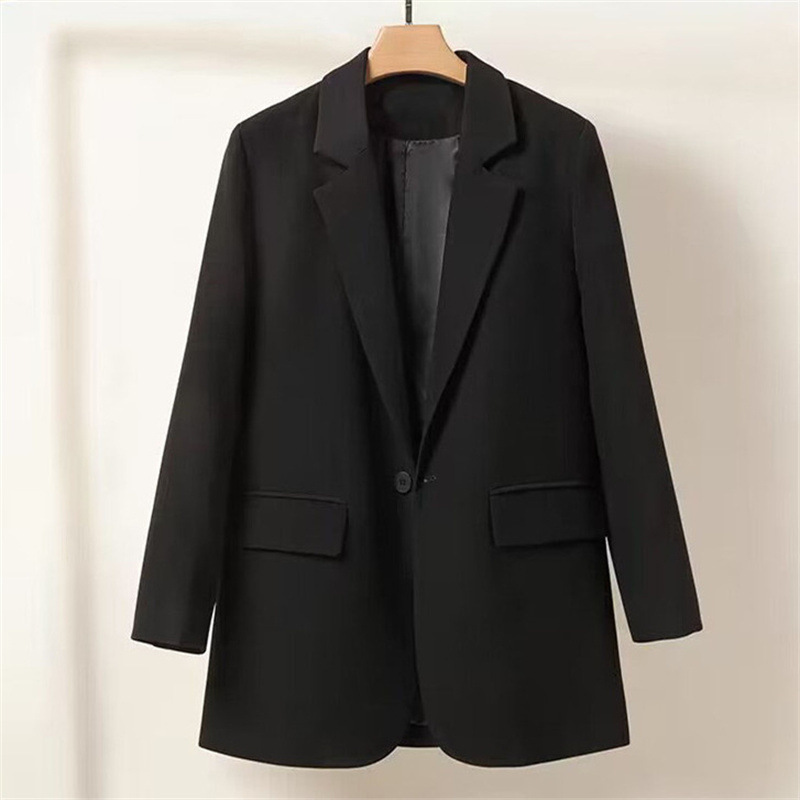 Women's Small Blazer 2026 New Spring and Autumn Korean Style Petite Design with Slit Black Suit Jacket for Women