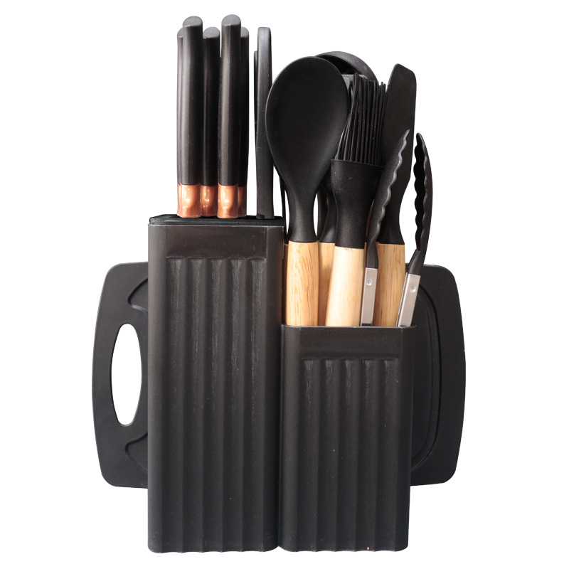 Pala de silicona, cuchara de sopa, juego de 19 piezas, sartén antiadherente, pala de silicona, cocina de silicona doméstica de grado alimenticio, juego de cuchillos al por mayor