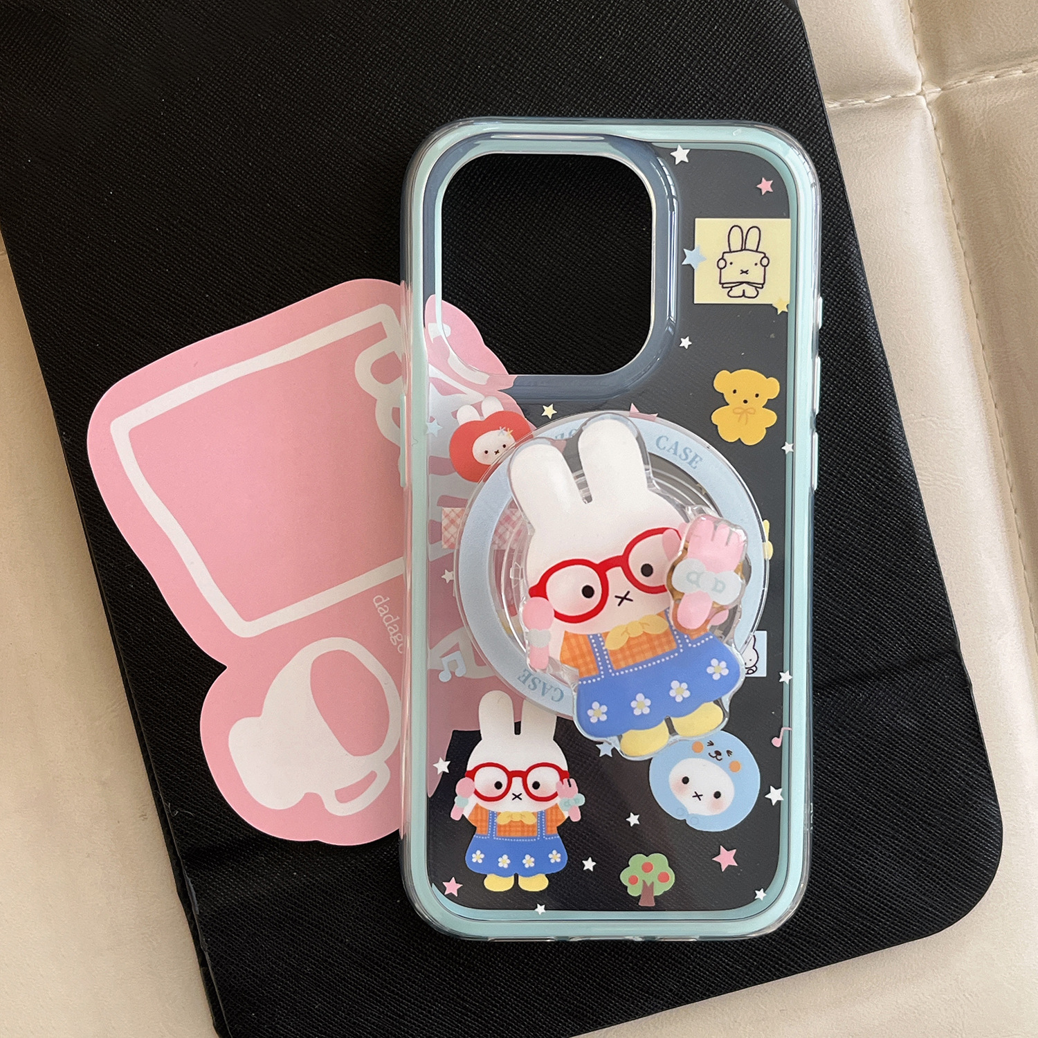 Divertido y lindo conejo dos en uno para Apple 16ProMax funda para teléfono móvil 15Pro lindo 14/13 chica 16