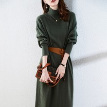 意大利纯原女装出口品牌专柜剪标尾单欧货秋冬过膝长裙毛衣裙