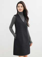 法式气质100%纯毛呢背心裙马甲女式2025秋冬新款洋气V领叠穿连衣