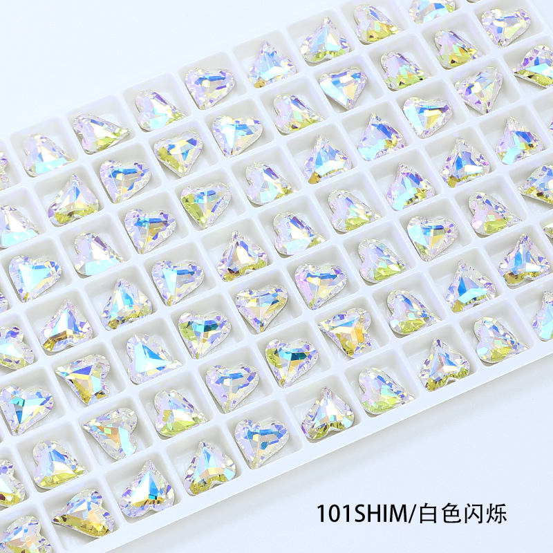 東州クリスタル 8*9 ミリメートル新しい小さな斜めハート型の輝くネイルアートダイヤモンド高品質 K9 ガラスダイヤモンド模造ファーザー DIY ジュエリーアクセサリー|undefined