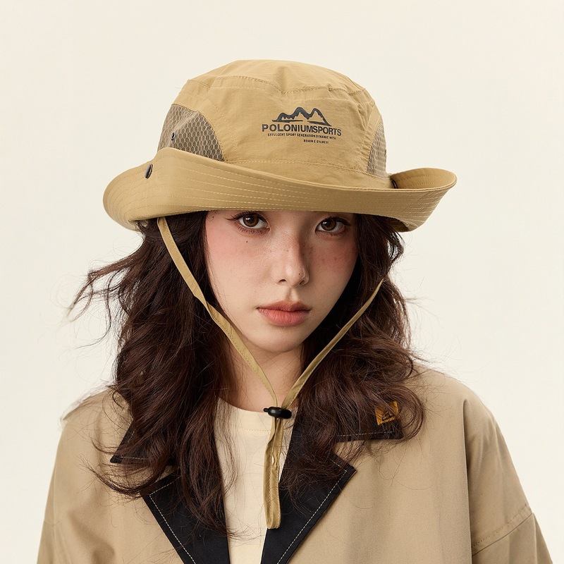 アメリカのレトロなカジュアルなカーキ色の登山帽女性夏の日焼け止め通気シェード漁師帽子釣りキャンプ帽|undefined