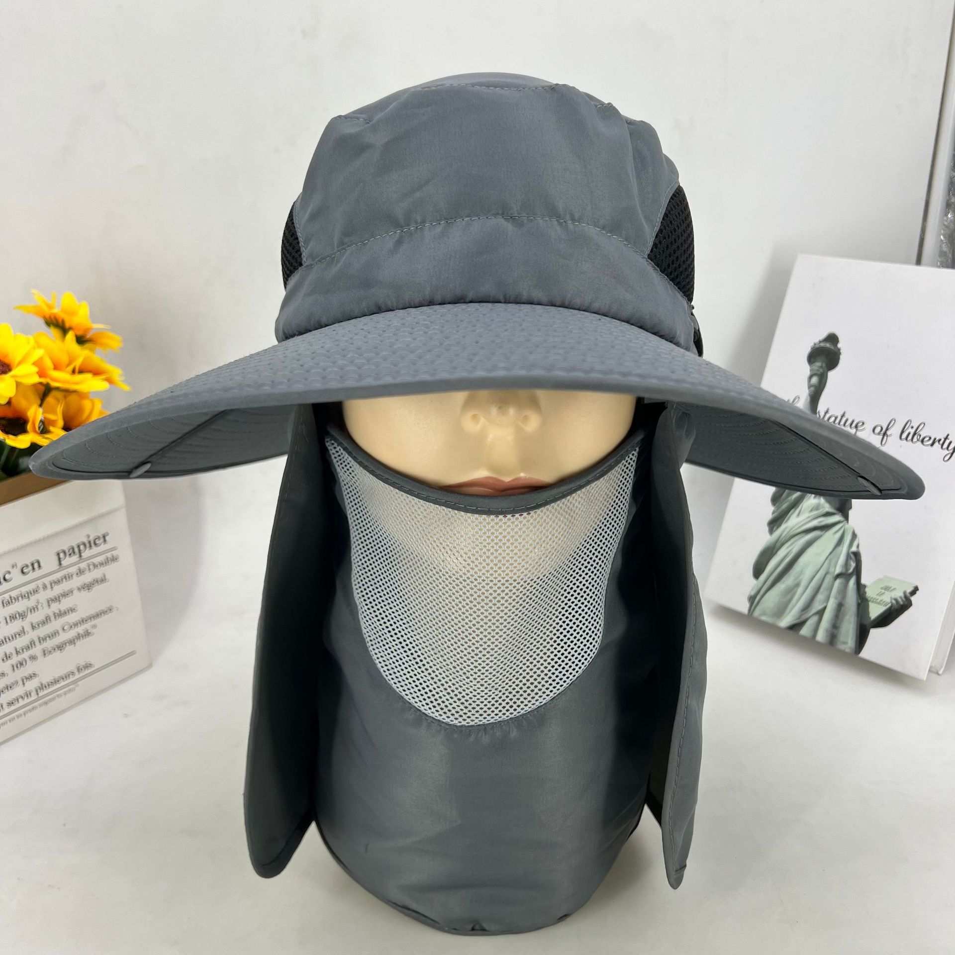 Polyester Material Men's Simple Style Color Block Big Eaves Bucket Hat