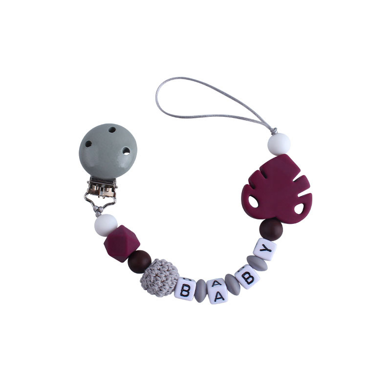 Bebé suministros DIY creativo Hemu chupete clip de nombre del bebé calmante hoja de silicona chupete Cadena de juguete