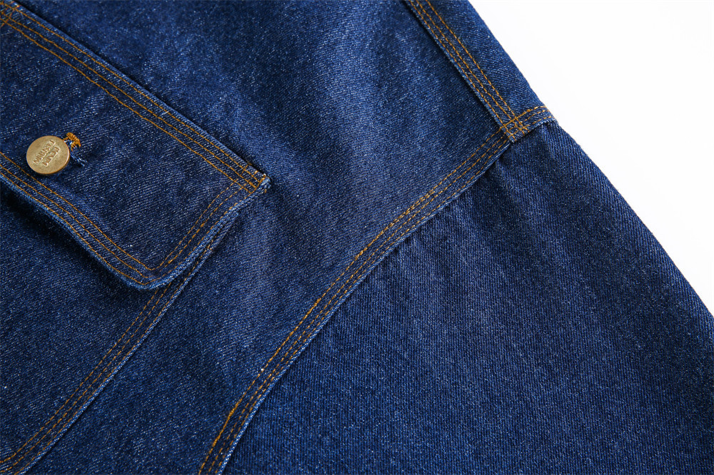 Men's Stylish Denim Work Jacket Ith Multi-Pocket Design, High Street Fashion, Double-Layer Collar, Punk Style, Loose Fit For Casual Wear_voghion.com