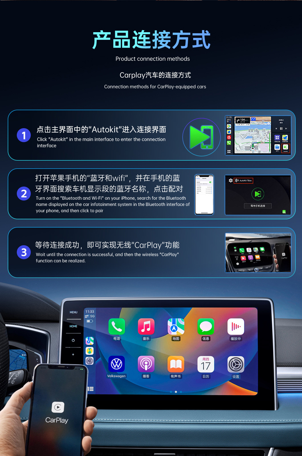 Tiktok Hot-Selling T-Shaped Carplay Car Connectivity Box, Compact and Convenient, Dual Wifi Wireless Carplay