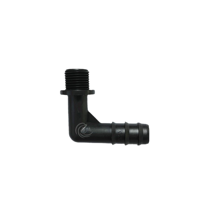 20 PE tubo 4 puntos codo de diente exterior invernadero accesorios de tubería de micro pulverización PE tubo enchufe accesorios de púas de ángulo recto simple