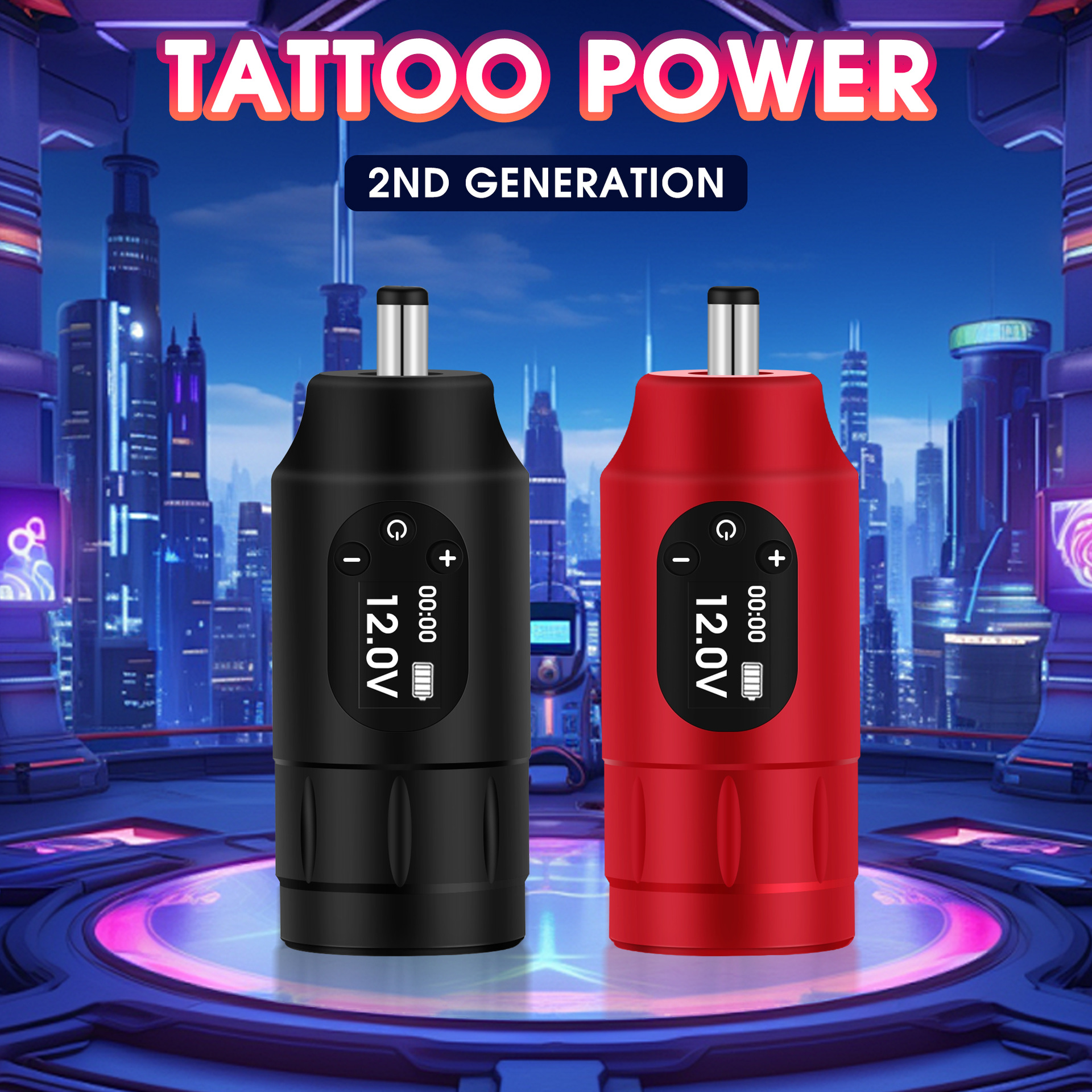 Transfronterizo Amazon inalámbrico tatuaje fuente de alimentación DC cabeza OLED tatuaje digital regulador de batería adaptador de máquina de tatuaje