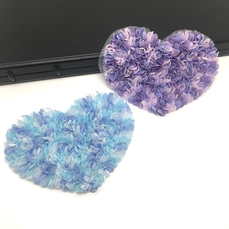 【热款】厂家现货心型雪纺花 童装服装帽子布贴辅料配件FL109