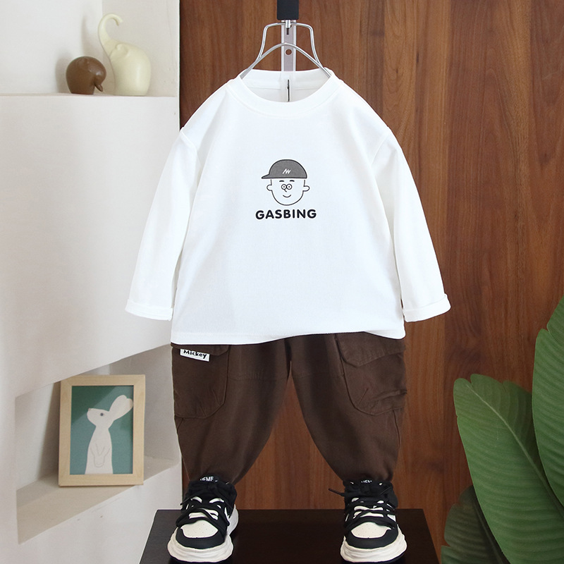 5725 Traje de otoño para niños 2025 Nuevo bebé Primavera y otoño Cool y guapo Camisa casual coreana de tres piezas para niños