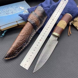 New Product Red Sakura Damascus Steel Rock Cypress Rosewood Handmade Knife