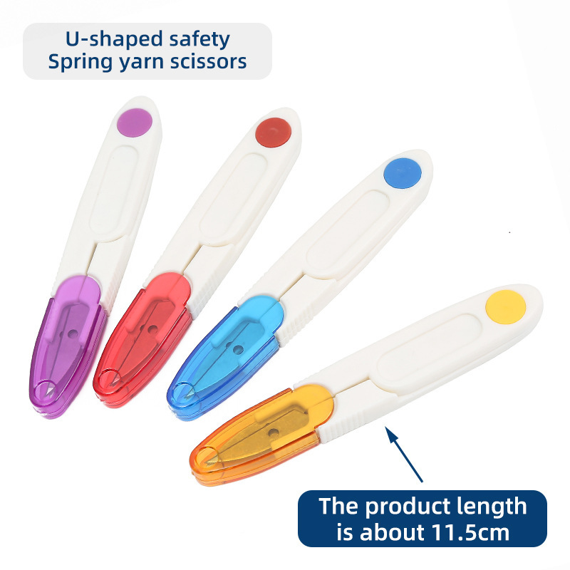 Ventas directas de fábrica Cubierta transparente de color Mango de plástico Tijeras de hilo de seguridad Tijeras de hilo de pescado Tijeras de hilo Accesorios de herramientas de sastre portátiles
