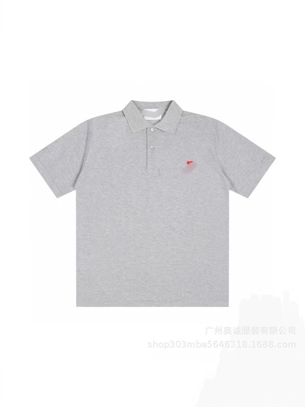 クロスボーダー 25ss ami POLO 小さな刺繍半袖カップルラウンドネックルーズスポーツカジュアル Tシャツ男性と女性用|undefined
