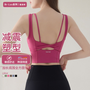 Cross-border Beauty Back Gathered Sports Underwear Full Cup Breathable Running Outer Wear Yoga Vest Fitness Bra Chest Pad