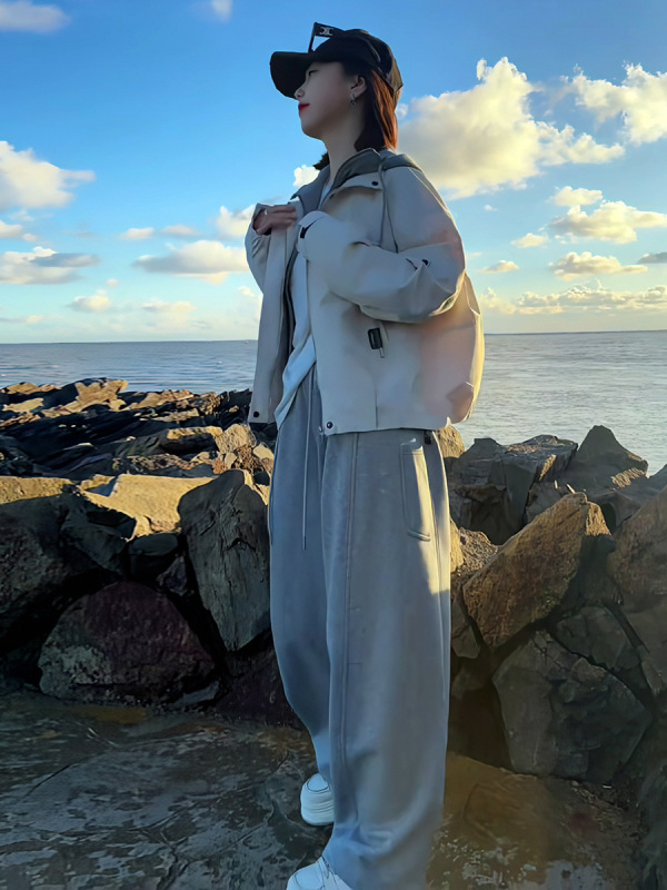 假两件连帽短款冲锋衣外套女2025秋季新款小个子休闲宽松百搭上衣|undefined