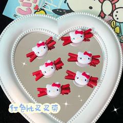 可愛大紅叉叉kt髮夾ins少女心甜美邊夾卡通髮飾發卡新年顯白復古