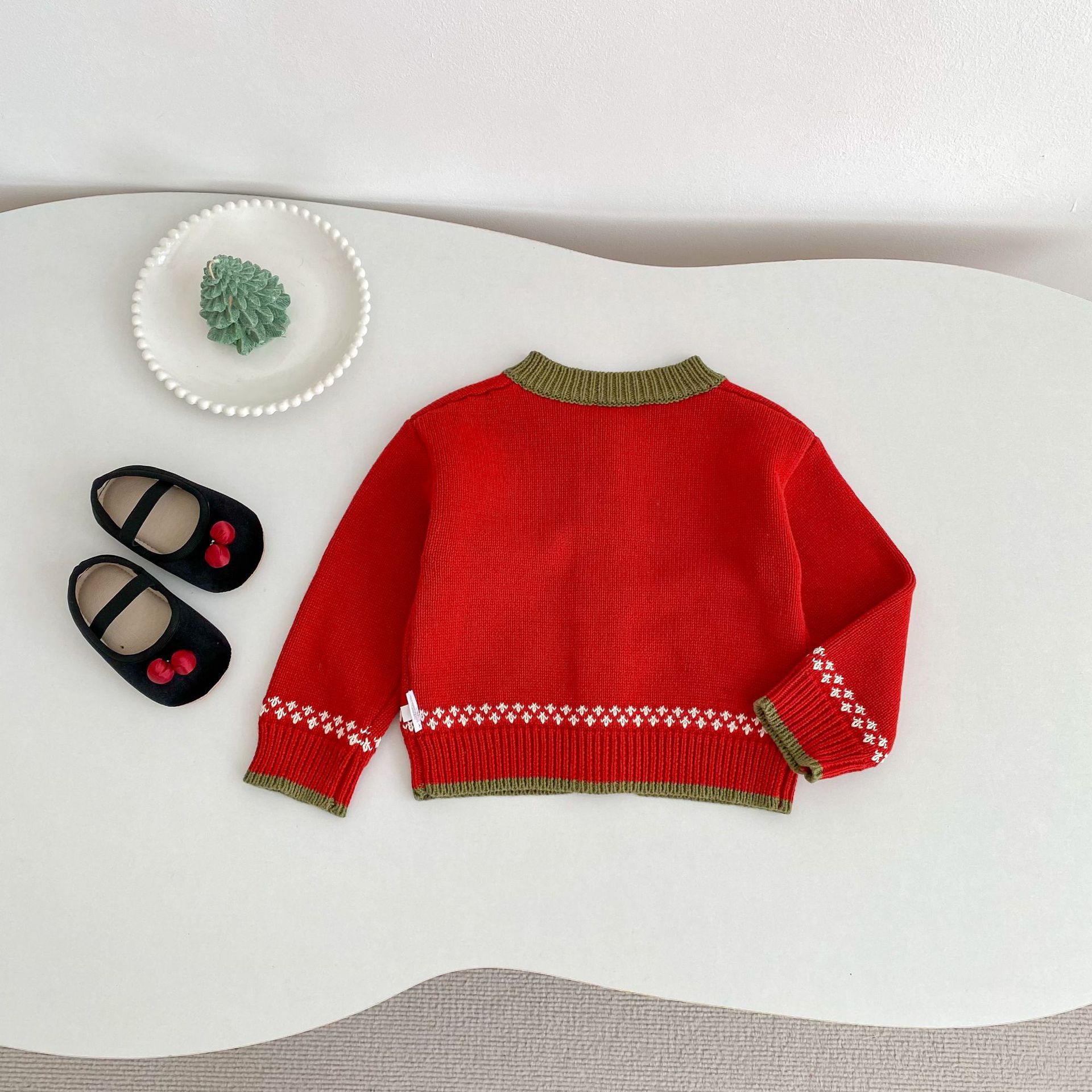 Children's Cardigan Christmas Clothes Baby Cotton Crew Neck Coat Top