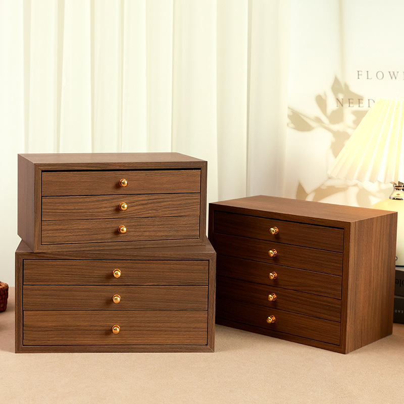 Wooden Jewelry Storage Box Chinese Style High-End Exquisite Hand Jewelry Jewelry Box Accessible Luxury Gold Earrings Necklace Ring Box