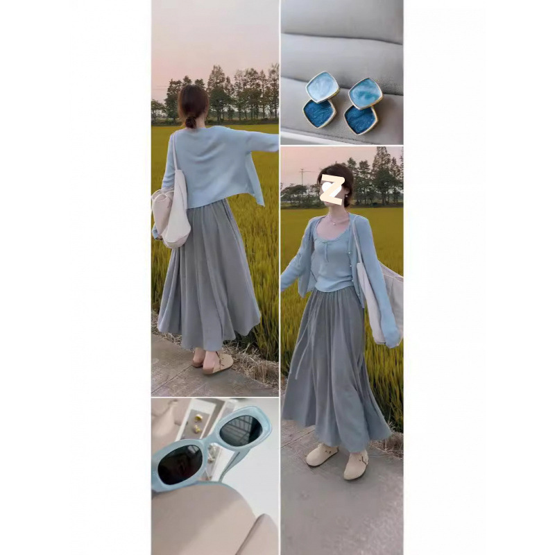 入秋装搭配一整套时尚穿搭显瘦盐系穿搭温柔时尚减龄三件套装女|undefined