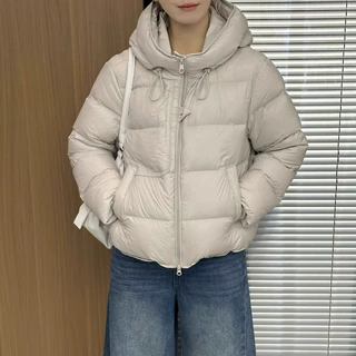 预售泡芙连帽羽绒服女冬季新款宽松小个子90白鸭绒时尚洋气面包服