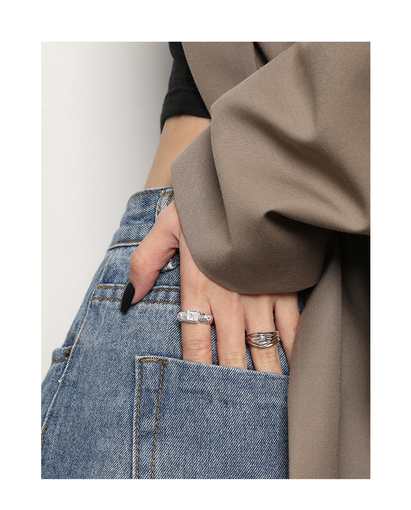 Simple Style Geometric Silver Plating Zircon Open Ring