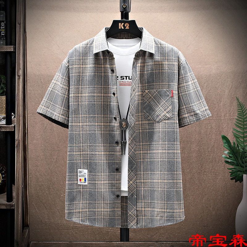 2022夏季新款男士韓版寬松港風百搭薄/厚可選青年休閑短袖襯衫潮